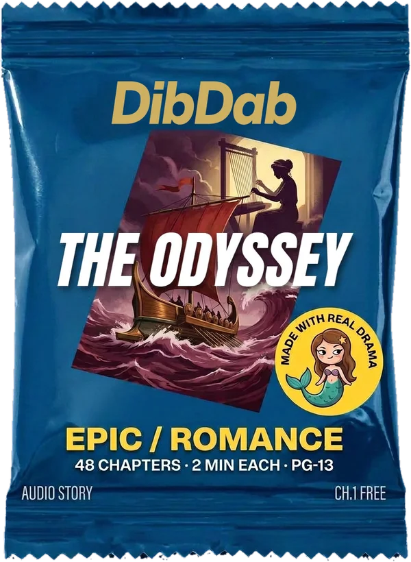 The Odyssey story packet: a Greek warship in a storm and a woman weaving at a loom.